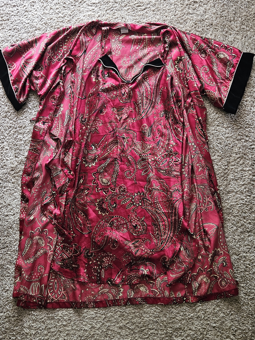 California Dynasty Women's Paisley Red Gown & Robe 2 Piece Set Size 2X